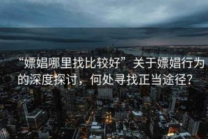 “嫖娼哪里找比較好”關于嫖娼行為的深度探討，何處尋找正當途徑？