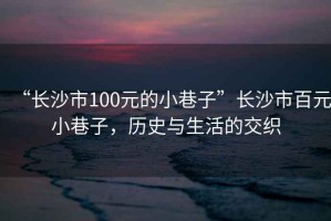 “長(zhǎng)沙市100元的小巷子”長(zhǎng)沙市百元小巷子，歷史與生活的交織