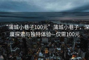 “蒲城小巷子100元”蒲城小巷子，深度探索與獨(dú)特體驗(yàn)—僅需100元