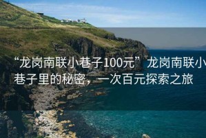 “龍崗南聯(lián)小巷子100元”龍崗南聯(lián)小巷子里的秘密，一次百元探索之旅