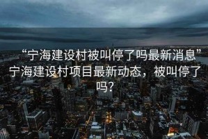 “寧海建設(shè)村被叫停了嗎最新消息”寧海建設(shè)村項(xiàng)目最新動(dòng)態(tài)，被叫停了嗎？
