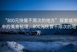 “800元快餐不限次的地方”探索城市中的美食秘境，800元快餐不限次的地方