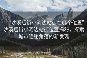 “沙溪后街小河邊站街在哪個(gè)位置”沙溪后街小河邊站街位置揭秘，探索城市隱秘角落的新發(fā)現(xiàn)