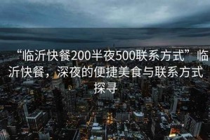 “臨沂快餐200半夜500聯(lián)系方式”臨沂快餐，深夜的便捷美食與聯(lián)系方式探尋