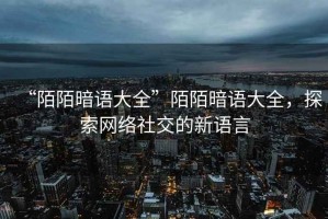 “陌陌暗語大全”陌陌暗語大全，探索網(wǎng)絡(luò)社交的新語言