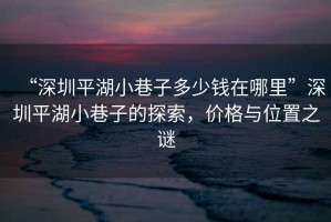“深圳平湖小巷子多少錢在哪里”深圳平湖小巷子的探索，價格與位置之謎