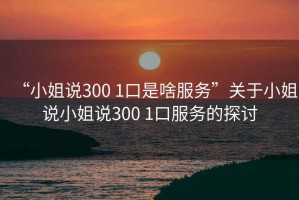 “小姐說300 1口是啥服務(wù)”關(guān)于小姐說小姐說300 1口服務(wù)的探討