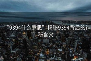 “9394什么意思”揭秘9394背后的神秘含義