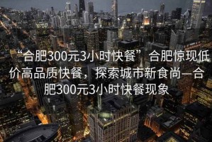 “合肥300元3小時快餐”合肥驚現(xiàn)低價高品質快餐，探索城市新食尚—合肥300元3小時快餐現(xiàn)象