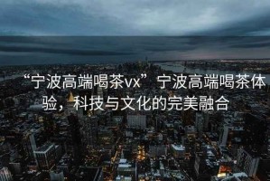 “寧波高端喝茶vx”寧波高端喝茶體驗，科技與文化的完美融合