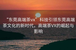“東莞高端茶vx”科技引領(lǐng)東莞高端茶文化的新時(shí)代，高端茶VX的崛起與影響