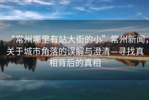“常州哪里有站大街的小”常州新聞，關(guān)于城市角落的誤解與澄清—尋找真相背后的真相