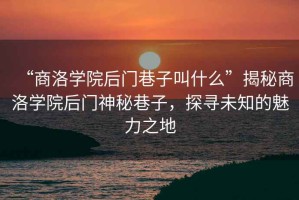 “商洛學(xué)院后門巷子叫什么”揭秘商洛學(xué)院后門神秘巷子，探尋未知的魅力之地