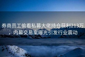 券商員工偷看私募大佬持倉(cāng)獲利213萬(wàn)，內(nèi)幕交易案曝光引發(fā)行業(yè)震動(dòng)
