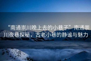 “南通崇川晚上去的小巷子”南通崇川夜巷探秘，古老小巷的靜謐與魅力