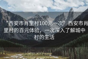 “西安市肖里村100元一次”西安市肖里村的百元體驗(yàn)，一次深入了解城中村的生活
