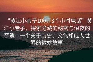 “黃江小巷子100元3個(gè)小時(shí)電話”黃江小巷子，探索隱藏的秘密與深夜的奇遇—一個(gè)關(guān)于歷史、文化和成人世界的微妙故事
