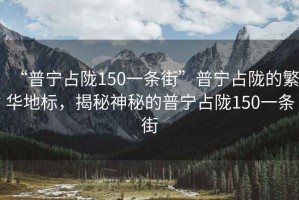 “普寧占隴150一條街”普寧占隴的繁華地標(biāo)，揭秘神秘的普寧占隴150一條街