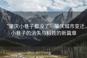 “肇慶小巷子都沒了”肇慶城市變遷，小巷子的消失與科技的新篇章