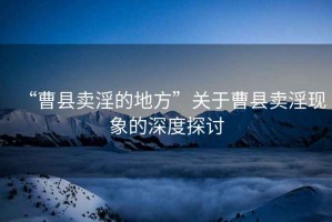 “曹縣賣淫的地方”關(guān)于曹縣賣淫現(xiàn)象的深度探討