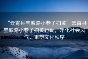 “云霄縣寶城路小巷子掃黃”云霄縣寶城路小巷子掃黃行動，凈化社會風(fēng)氣，重塑文化秩序