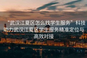 “武漢江夏區(qū)怎么找學(xué)生服務(wù)”科技助力武漢江夏區(qū)學(xué)生服務(wù)精準(zhǔn)定位與高效對(duì)接