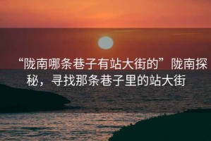 “隴南哪條巷子有站大街的”隴南探秘，尋找那條巷子里的站大街