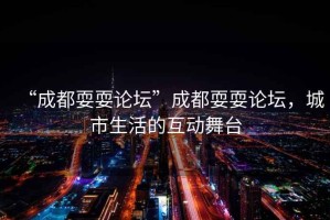 “成都耍耍論壇”成都耍耍論壇，城市生活的互動舞臺