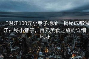“溫江100元小巷子地址”揭秘成都溫江神秘小巷子，百元美食之旅的詳細(xì)地址