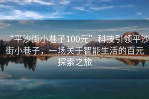 “平沙街小巷子100元”科技引領(lǐng)平沙街小巷子，一場關(guān)于智能生活的百元探索之旅