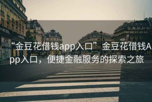 “金豆花借錢(qián)app入口”金豆花借錢(qián)App入口，便捷金融服務(wù)的探索之旅
