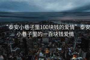 “泰安小巷子里100塊錢的愛(ài)情”泰安小巷子里的一百塊錢愛(ài)情