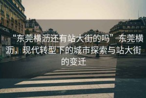 “東莞橫瀝還有站大街的嗎”東莞橫瀝，現(xiàn)代轉(zhuǎn)型下的城市探索與站大街的變遷