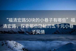 “福清宏路50塊的小巷子有哪些”福清宏路，探索那些隱秘的五十元小巷子風(fēng)情