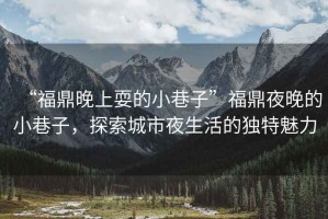 “福鼎晚上耍的小巷子”福鼎夜晚的小巷子，探索城市夜生活的獨特魅力