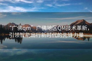 “廣佛qm”廣佛地區(qū)QM技術(shù)革新，引領(lǐng)智能出行新時代的先鋒力量