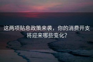這兩項貼息政策來襲，你的消費開支將迎來哪些變化？