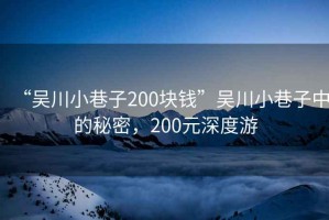 “吳川小巷子200塊錢”吳川小巷子中的秘密，200元深度游