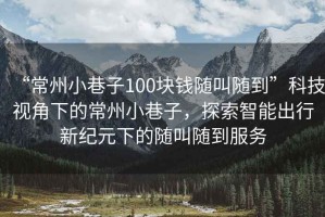 “常州小巷子100塊錢隨叫隨到”科技視角下的常州小巷子，探索智能出行新紀(jì)元下的隨叫隨到服務(wù)