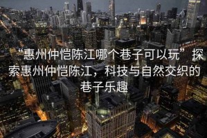 “惠州仲愷陳江哪個(gè)巷子可以玩”探索惠州仲愷陳江，科技與自然交織的巷子樂(lè)趣