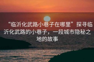 “臨沂化武路小巷子在哪里”探尋臨沂化武路的小巷子，一段城市隱秘之地的故事