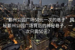 “鄞州公園廣場50元一次的巷子”揭秘鄞州公園廣場背后的神秘巷子，一次只需50元？