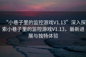 “小巷子里的監(jiān)控游戲V1.13”深入探索小巷子里的監(jiān)控游戲V1.13，最新進(jìn)展與獨(dú)特體驗(yàn)