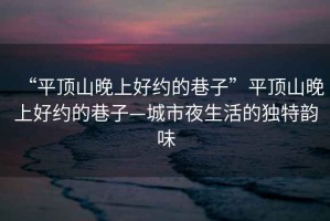 “平頂山晚上好約的巷子”平頂山晚上好約的巷子—城市夜生活的獨(dú)特韻味