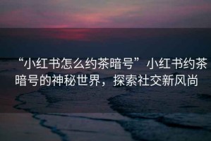 “小紅書怎么約茶暗號”小紅書約茶暗號的神秘世界，探索社交新風(fēng)尚