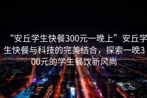 “安丘學生快餐300元一晚上”安丘學生快餐與科技的完美結(jié)合，探索一晚300元的學生餐飲新風尚