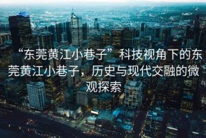 “東莞黃江小巷子”科技視角下的東莞黃江小巷子，歷史與現(xiàn)代交融的微觀探索