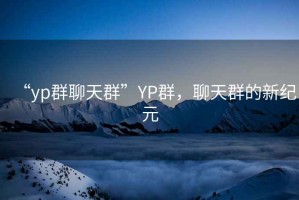“yp群聊天群”YP群，聊天群的新紀(jì)元
