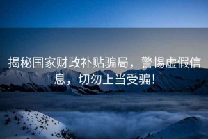 揭秘國家財政補貼騙局，警惕虛假信息，切勿上當受騙！