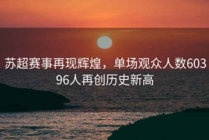 蘇超賽事再現(xiàn)輝煌，單場觀眾人數(shù)60396人再創(chuàng)歷史新高